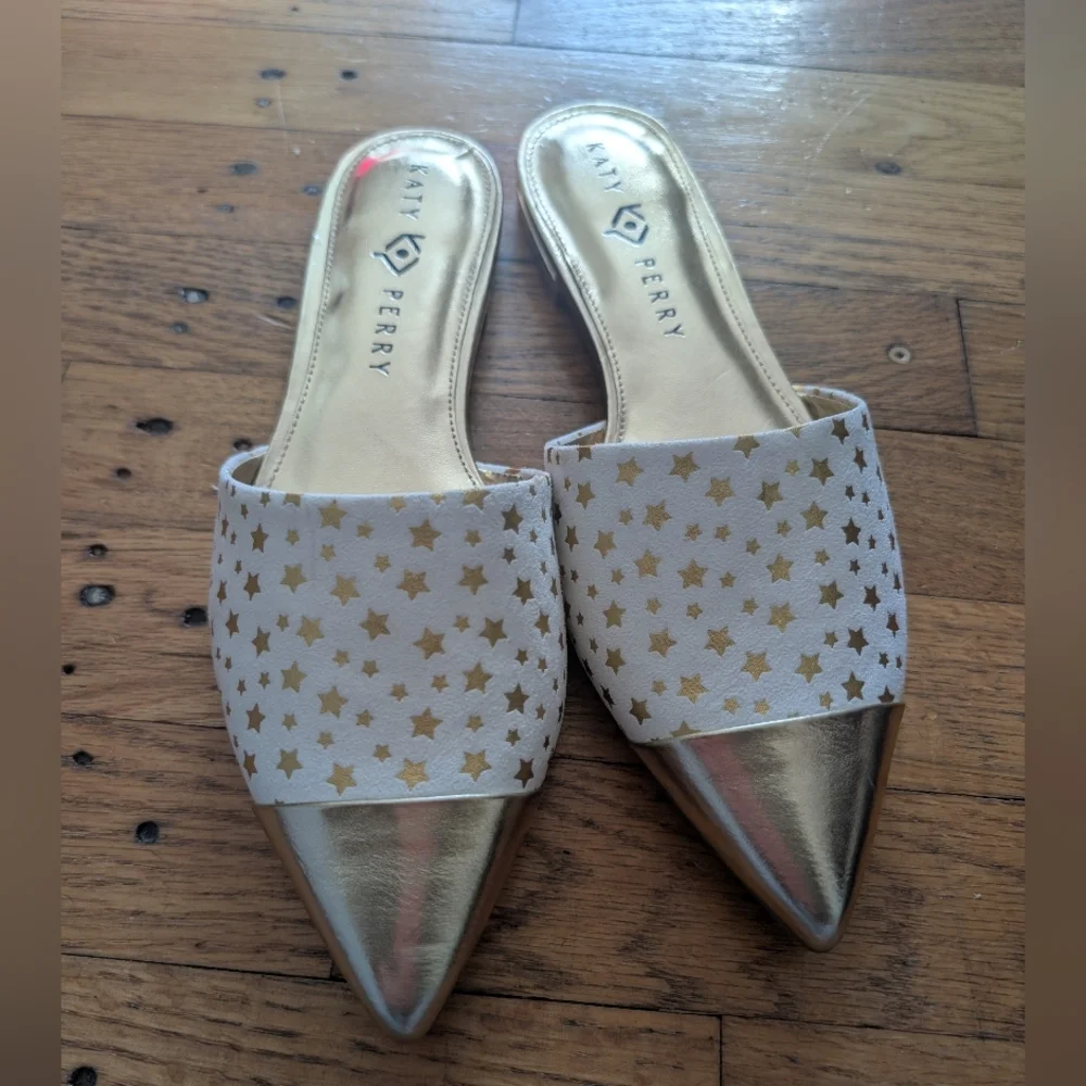 Katy Perry Collections Gold and Cream Star Mules - Picture 4 of 6